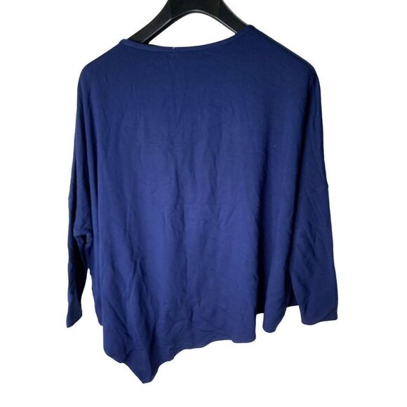 Helmut Lang Long Sleeve Top Asymmetrical Sweatshirt navy blue women’s size XS - Picture 2 of 5